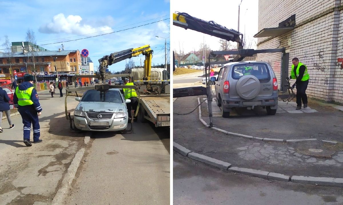 В Петрозаводске массово эвакуируют с улиц машины