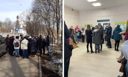 Родители в Петрозаводске стоят в очереди для записи детей в школу