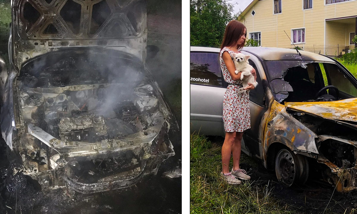 Он уже полгода нас терроризирует». Хозяйка сожженной в Петрозаводске машины  подозревает отца своих детей