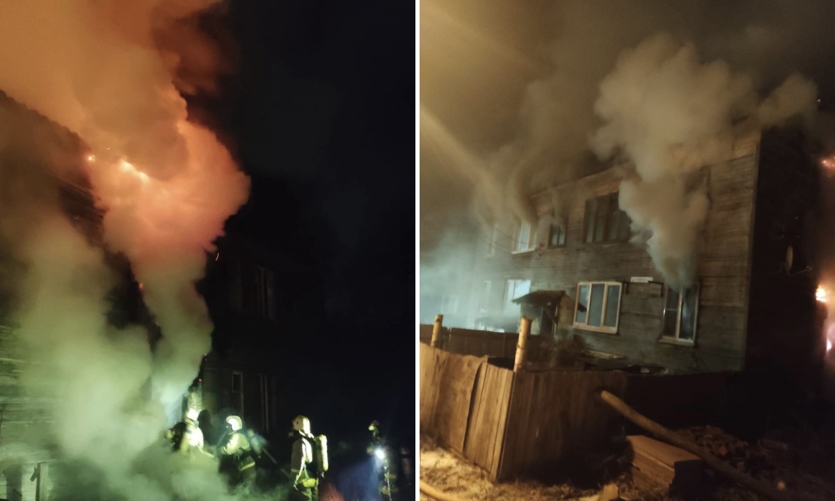 28 пожарных тушили жилой дом в Петрозаводске в ночь на 1 апреля
