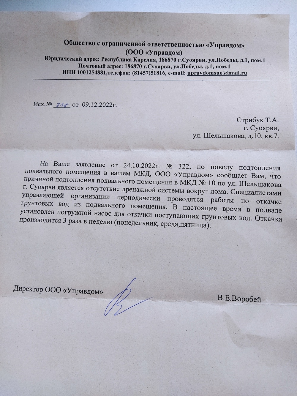 В карельском городе подвал одного из домов заливает водой уже 30 лет