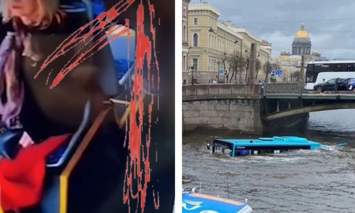 Появилось видео  из салона рухнувшего в реку автобуса