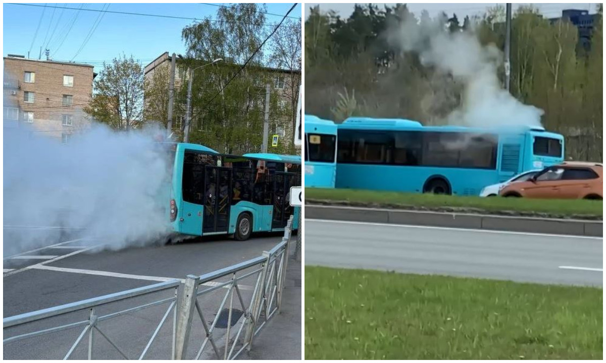 Лазурные автобусы парят в Санкт-Петербурге