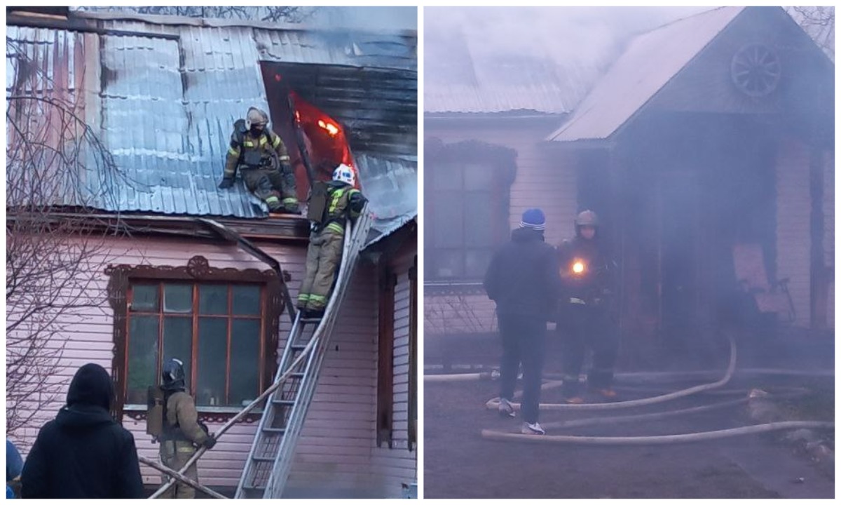 «Хозяин рядом стоит»: в одном из районов Петрозаводска горит дом