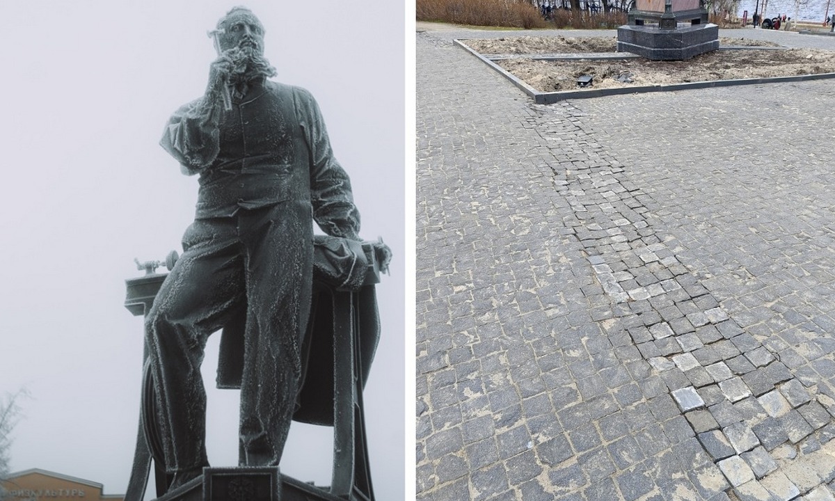 В Петрозаводске у нового памятника, на который потратили более 10 миллионов, провалилась брусчатка
