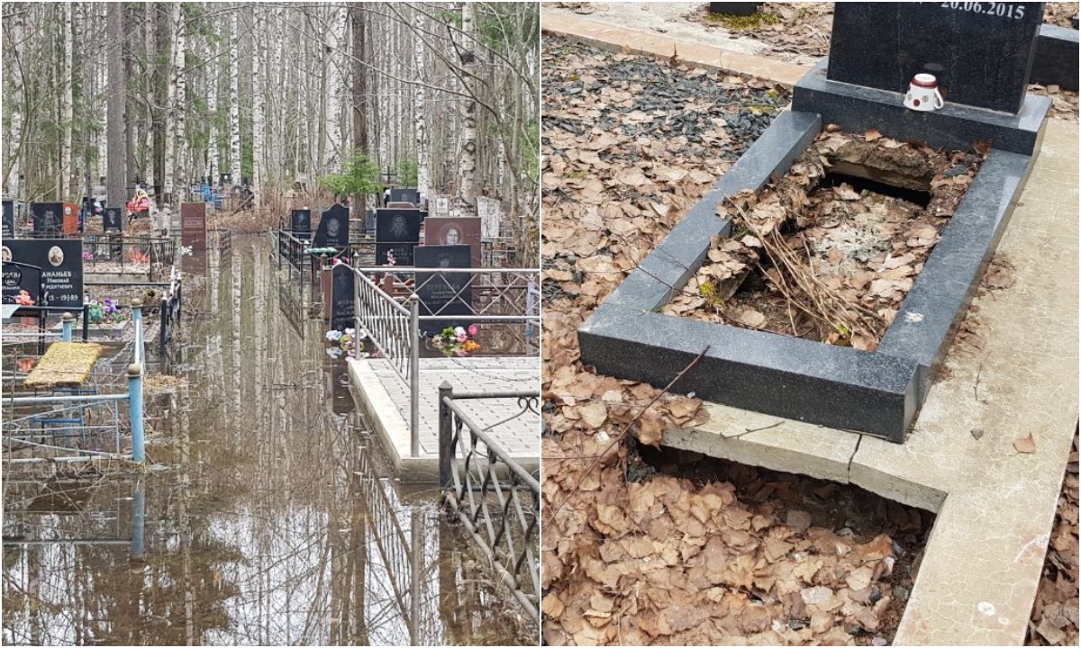 В Карелии затопило еще одно кладбище из-за весенних паводков
