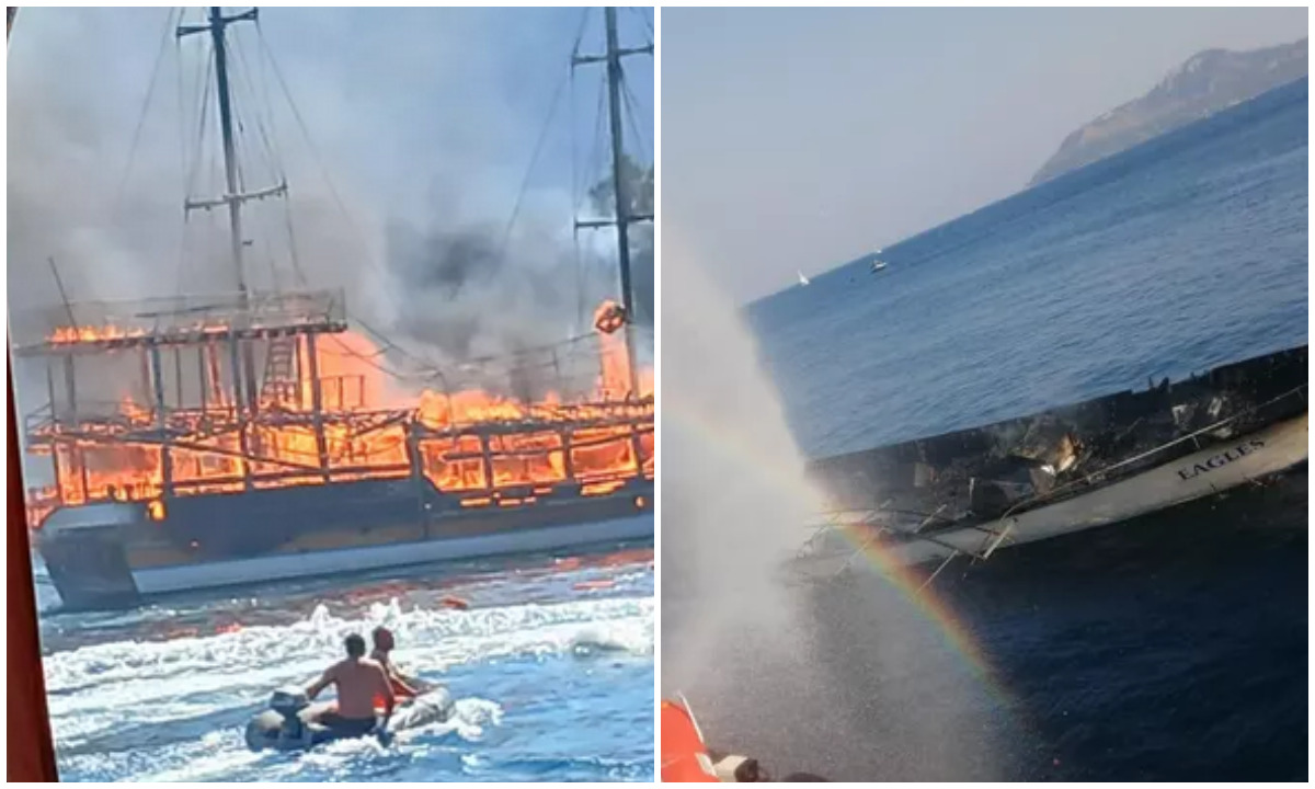 На популярном курорте сгорела яхта с туристами