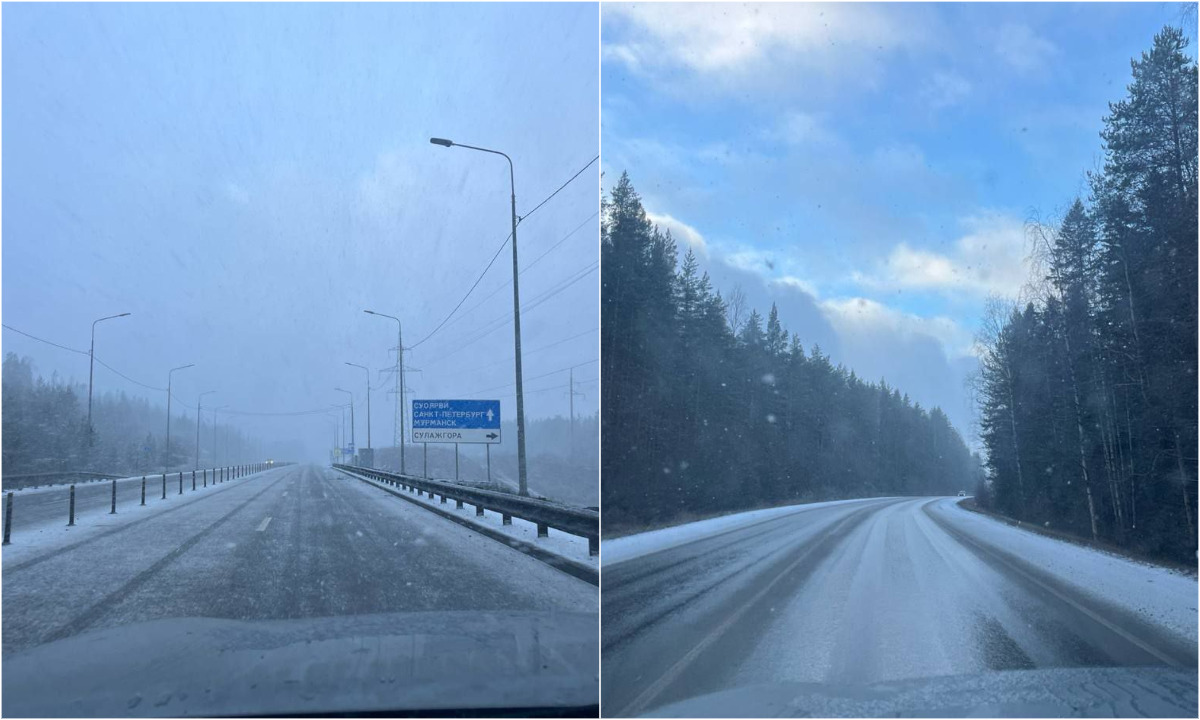 «Поменяйте резину!» Трассы в Карелии превращаются в каток