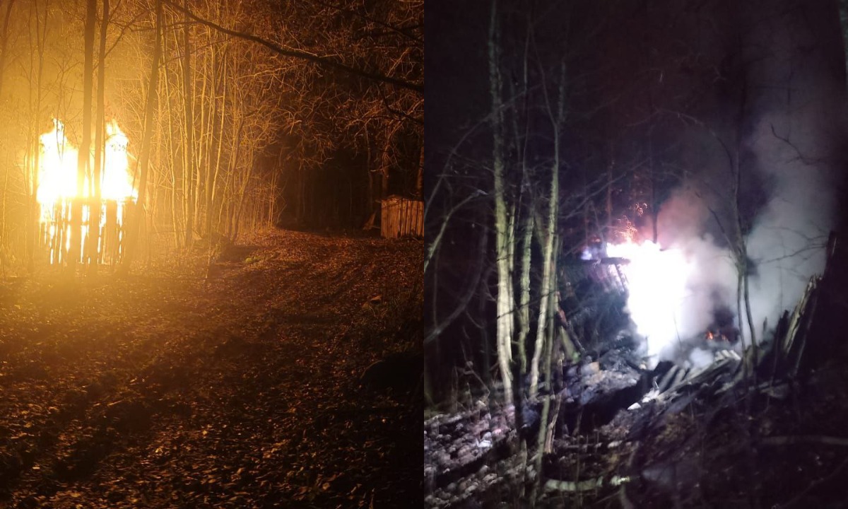 Ночью в Карелии сгорела хозяйственная постройка