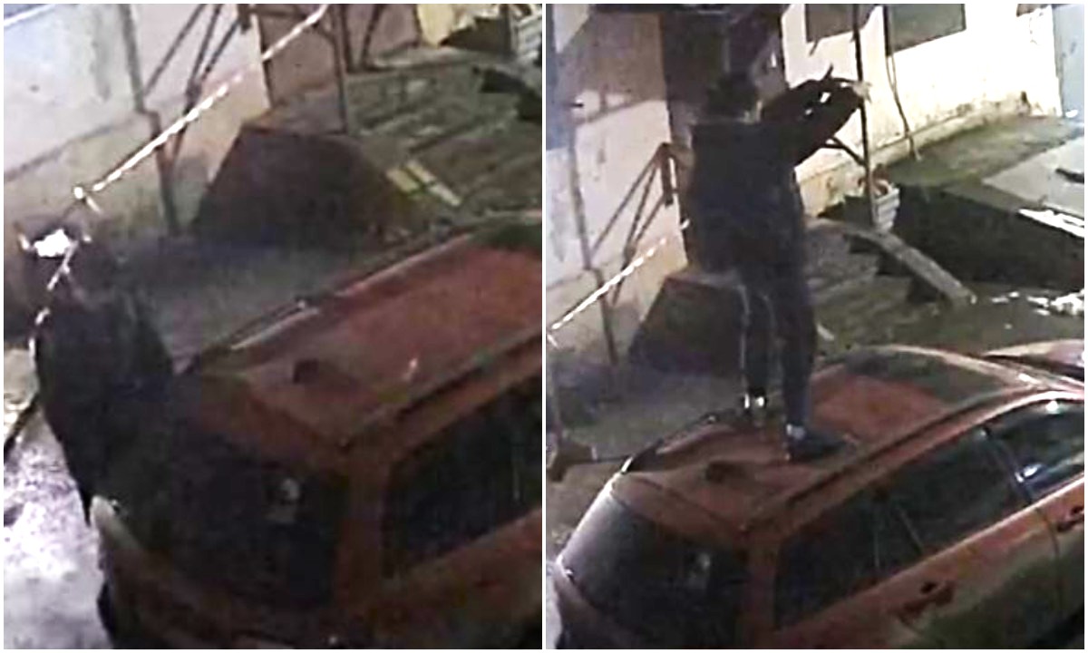 В центре Петрозаводска вандал справил нужду на машину и попрыгал на ней