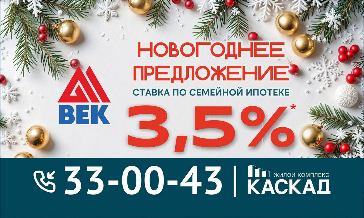 Новогоднее чудо с ключами в руках: семейная ипотека под 3,5% от строительной компании «Век»