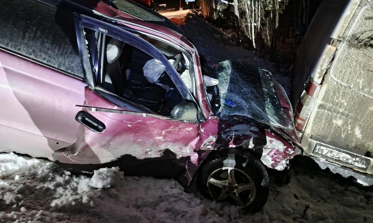 Массовое ДТП с микроавтобусом на трассе в Карелии