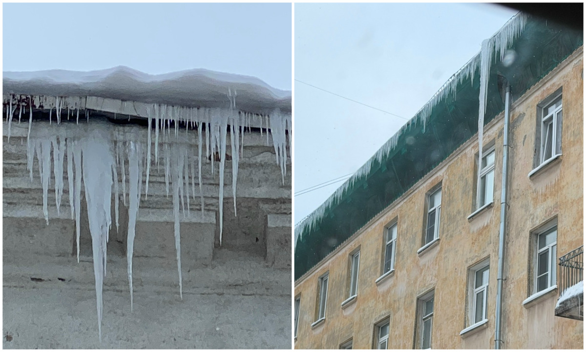 В Петрозаводске упавшая с крыши сосулька разбила машину