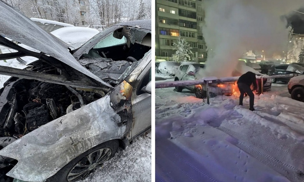 В Карелии внезапно вспыхнула припаркованная машина