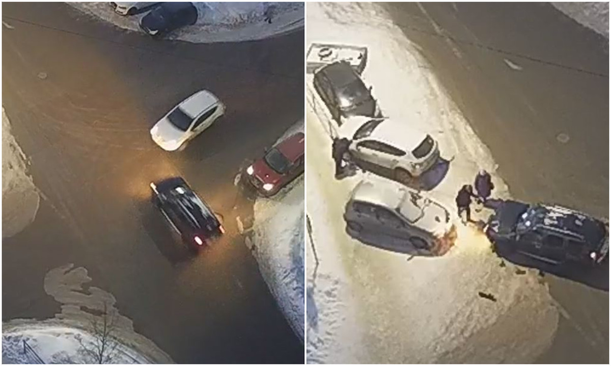 Массовая авария в Петрозаводске: после удара машина отлетела в припаркованные автомобили