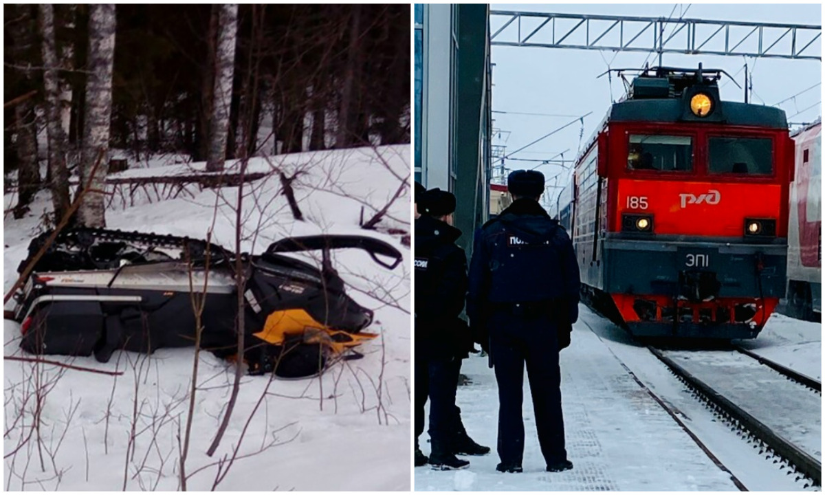 В Карелии водитель снегохода врезался в поезд