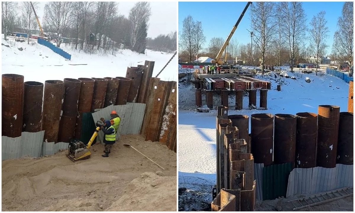 В Карелии строят временный мост вместо аварийного