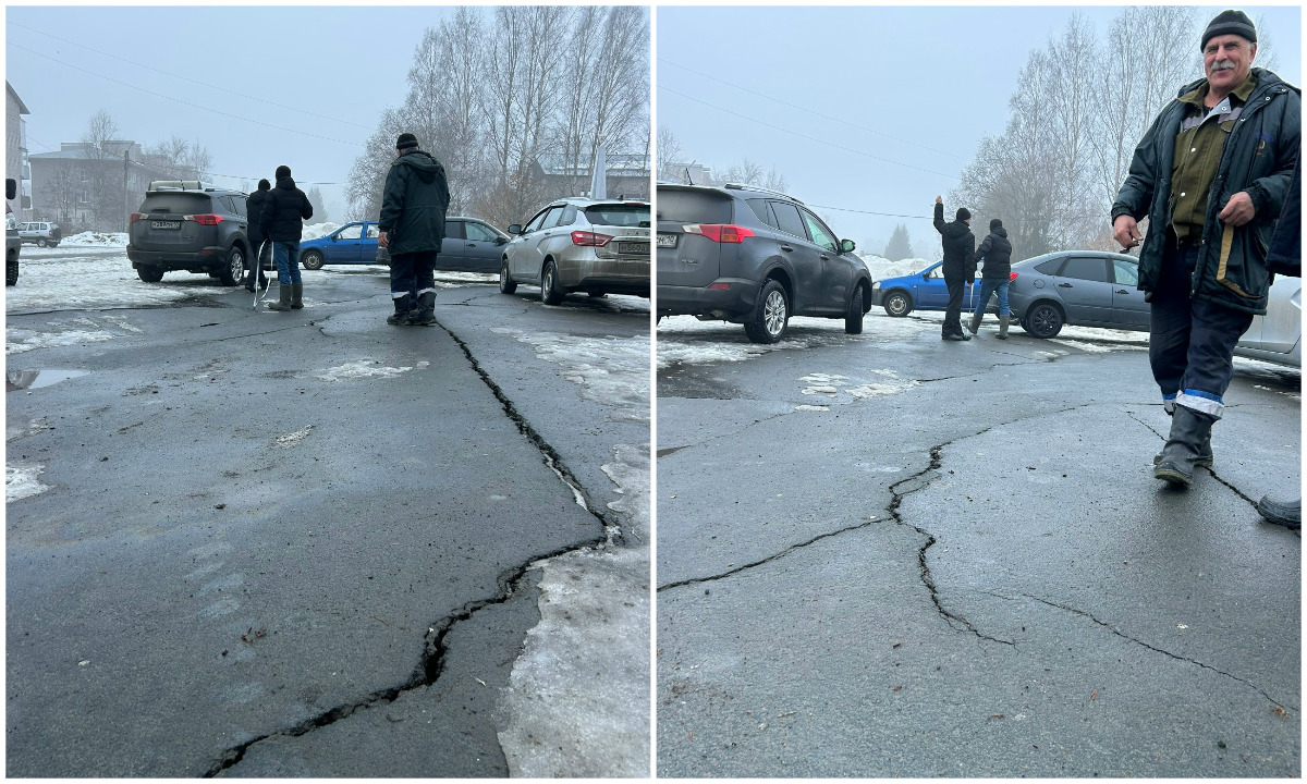 В Карелии провалился асфальт: власти просят людей не подходить к Дому культуры