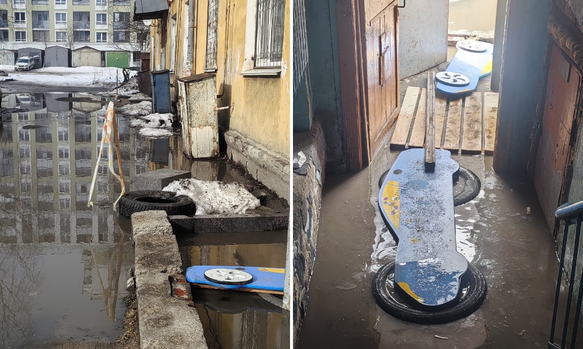 «Балансируем на досочках». В Петрозаводске дом затопило после коммунальной аварии