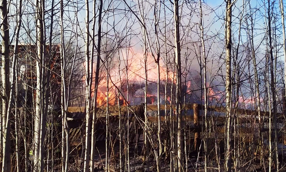 Большой пожар в поселке Карелии: сгорели хозпостройки и бани