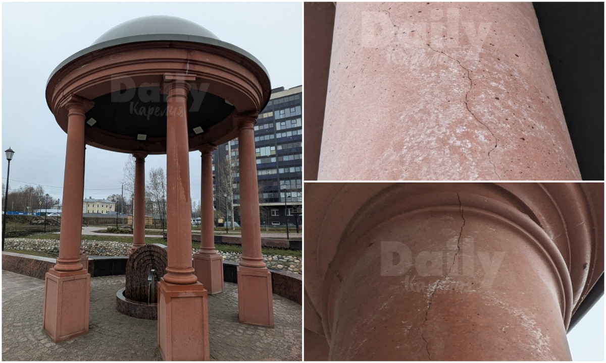 Ротонда в сквере Петрозаводска, на обустройство которого потратили миллионы, покрылась трещинами