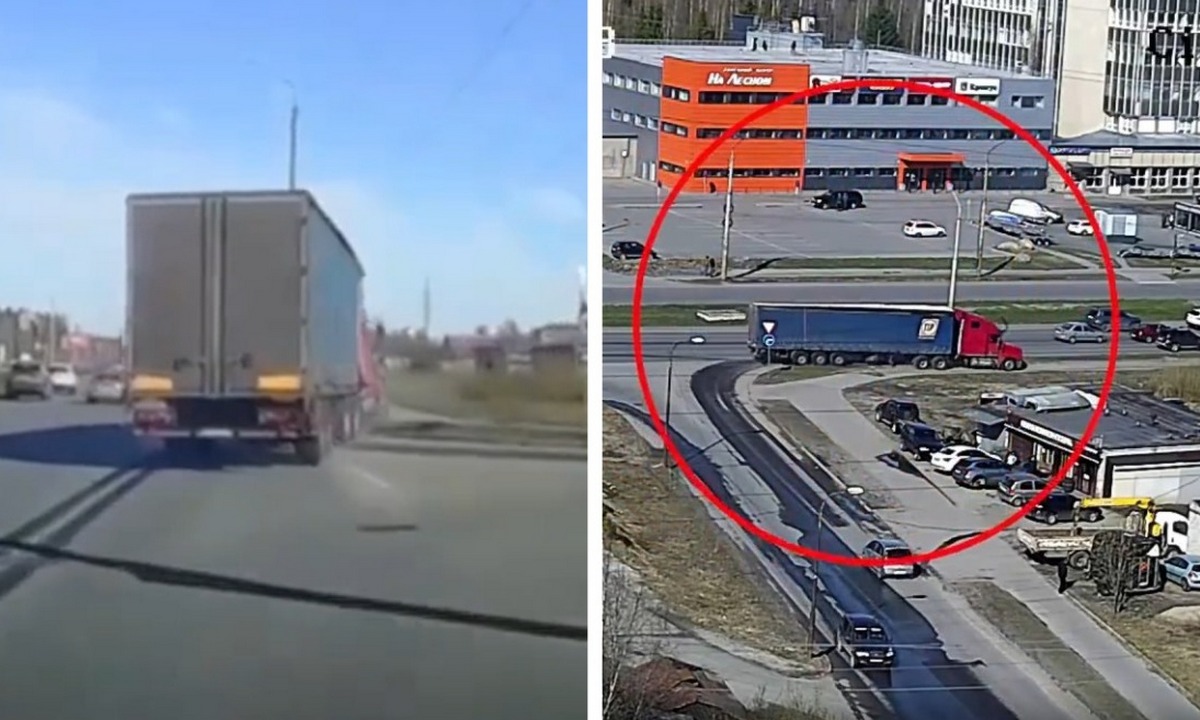 В Петрозаводске фура без тормозов вылетела на тротуар