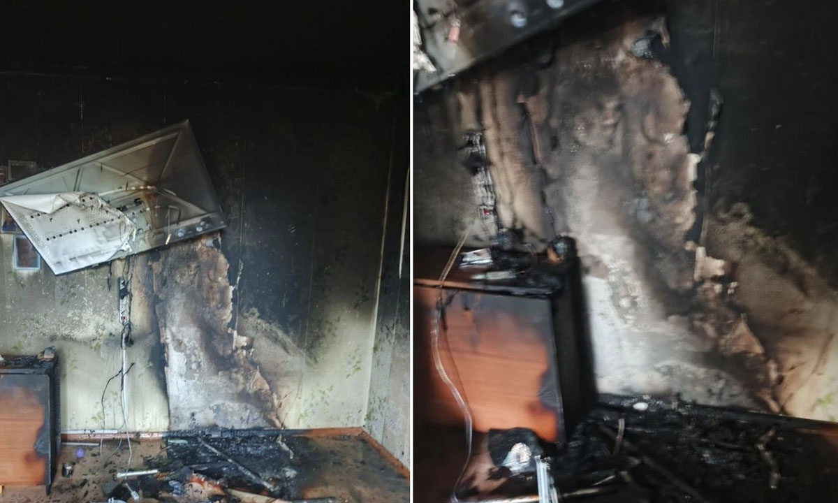 В Петрозаводске в квартире загорелись стена и пол