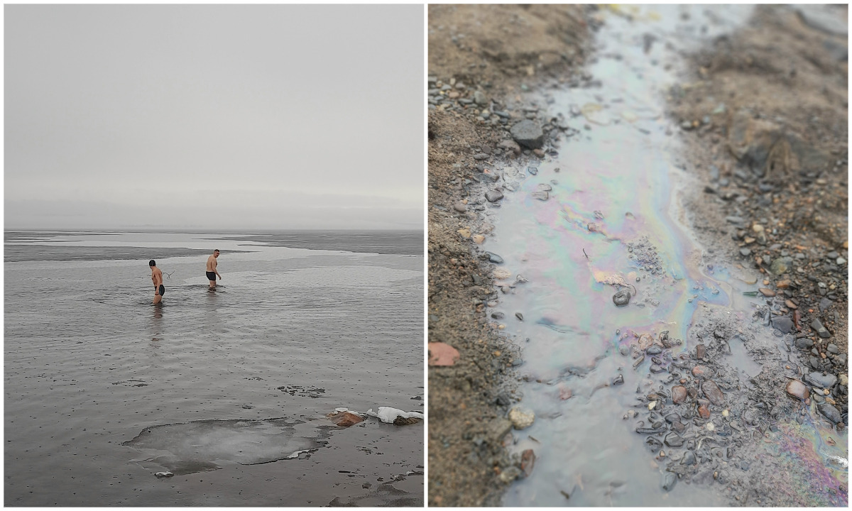 В Петрозаводске пытаются убрать вонючий мазут из озера