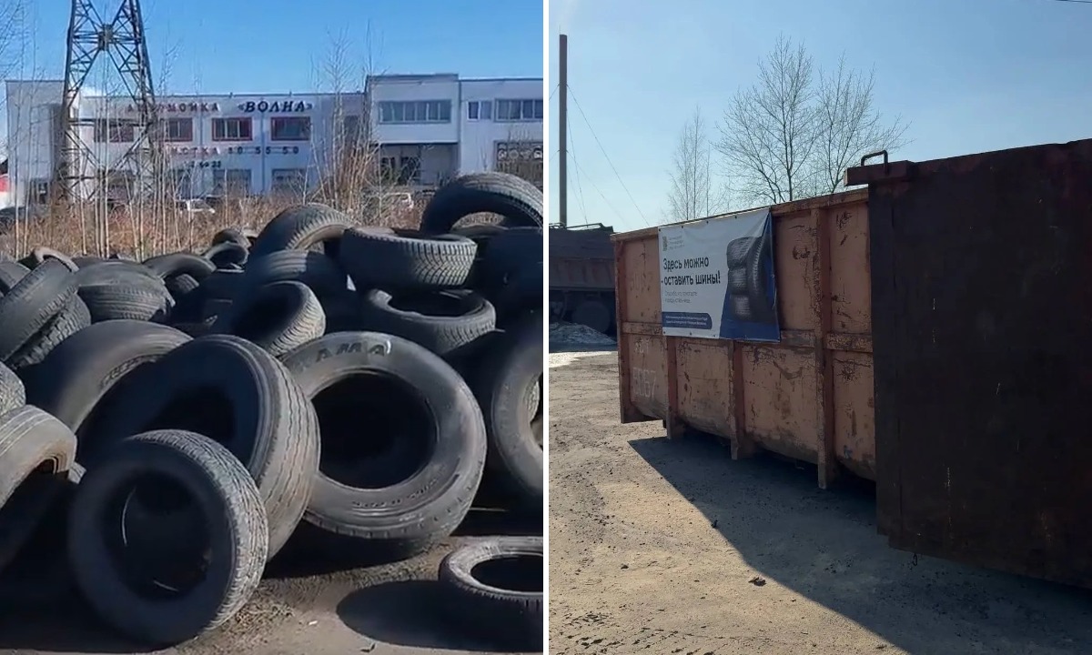 В Петрозаводске выросла огромная свалка из сотен автошин