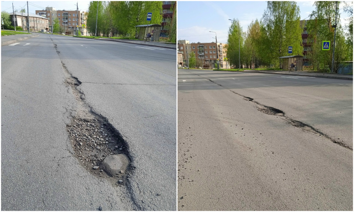 «Можно хорошо влететь»: в Петрозаводске на полосе выбоин можно остаться без колес