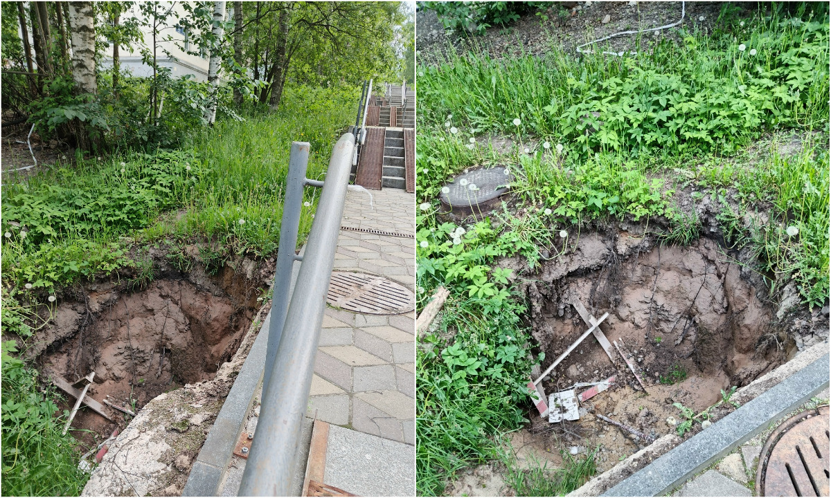 «Не заметят и попадут в ловушку»: дети могут свалиться в огромную яму в Петрозаводске