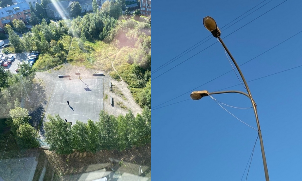 «Детей выпускать страшно». Жильцы двора в Петрозаводске несколько лет не могут добиться замены двух ламп в уличном фонаре