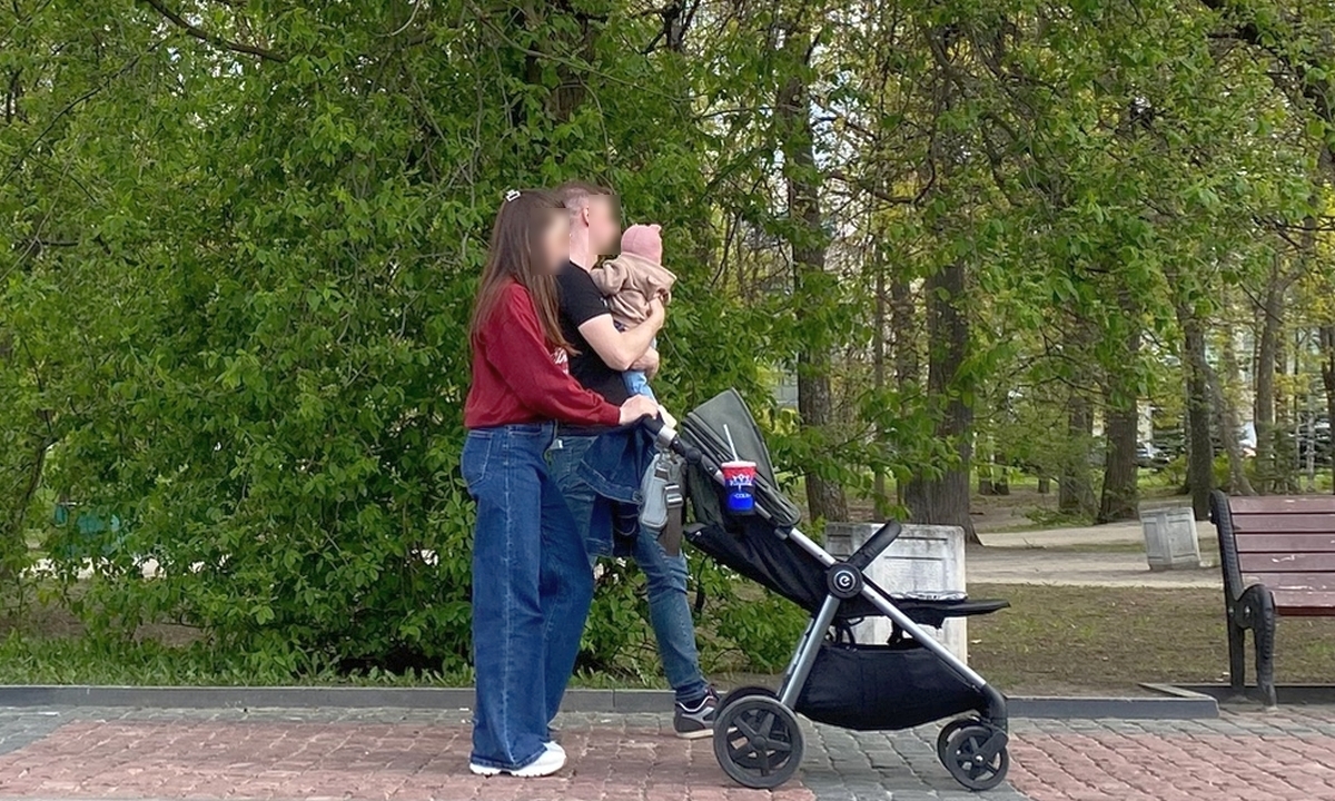 семья парк ребенок коляска