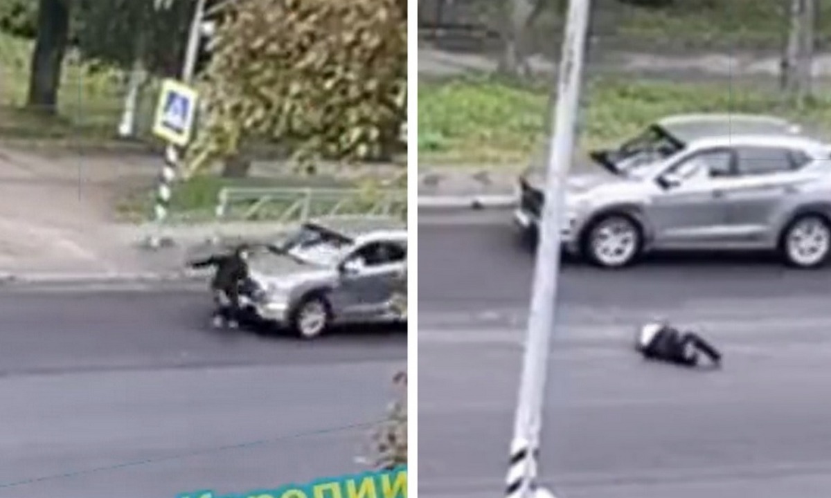 Появилось видео, как женщина-водитель снесла человека на пешеходнике в Карелии