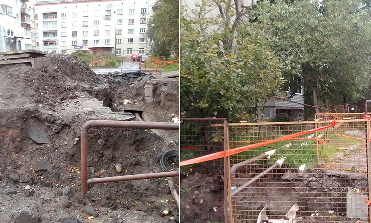 В Петрозаводске больше двух месяцев не закрывают огромные ямы