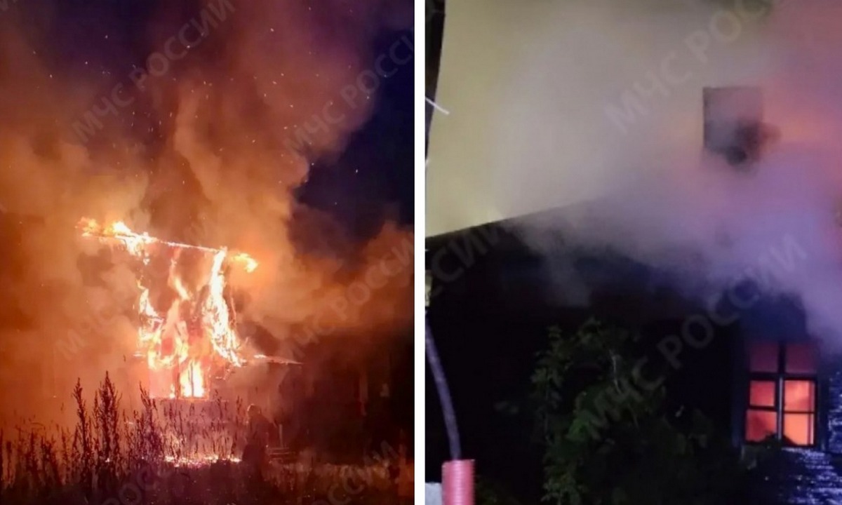 Два здания полыхали ночью в одном городе Карелии