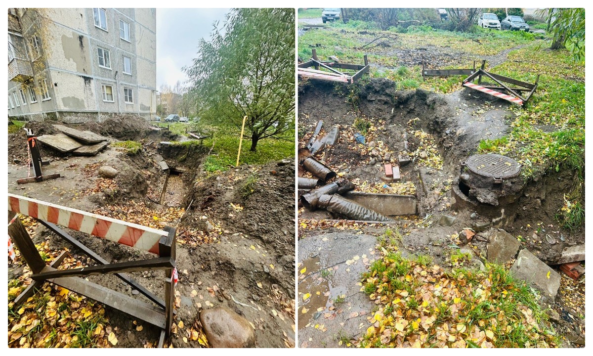 «Ужасный запах». В Петрозаводске уже месяц разрыта зловонная яма возле жилых домов